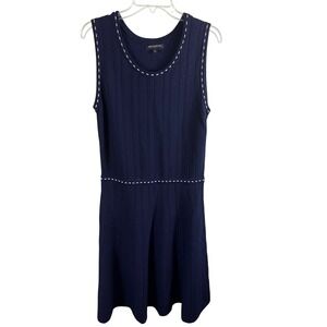 Banana Republic Ribbed Navy and White Stitch Knit Dress‎ Women Size Medium